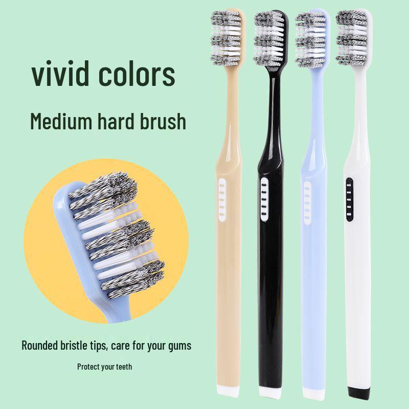 Premium Adult Toothbrush with Medium-Hard Spiral Bristles for Men and Women