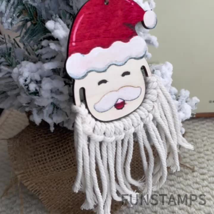8-piece set of handcrafted unfinished wooden Santa Claus figurines with perfect graffiti-style painting and decoration