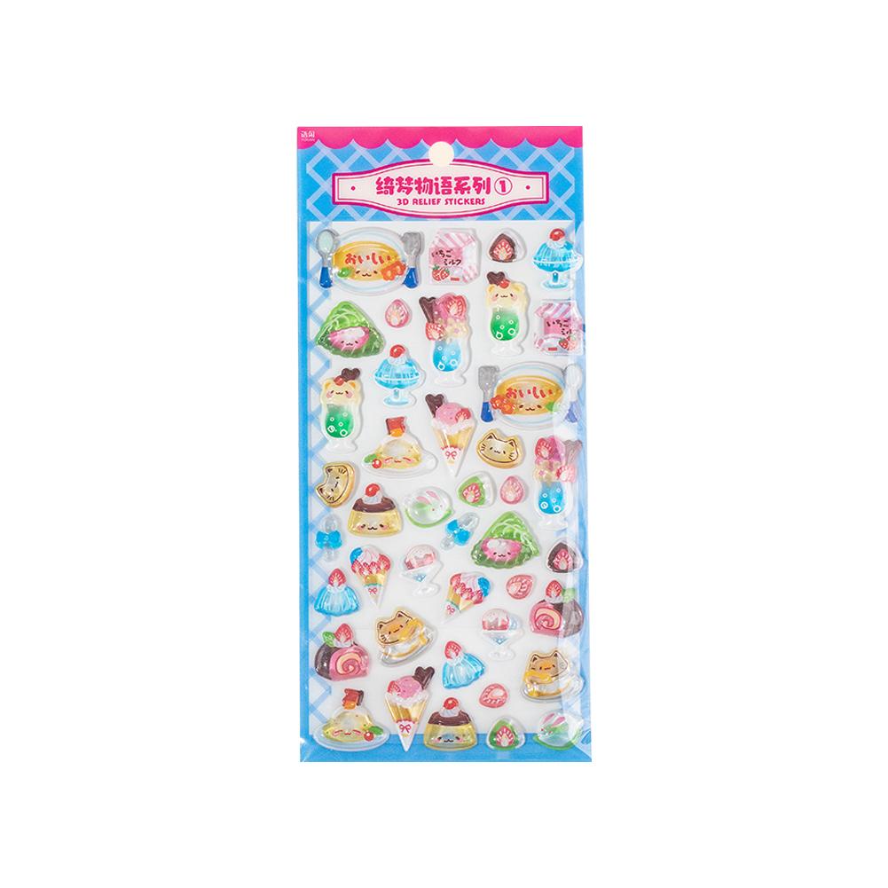 Japanese Style Mini 3D Sushi Candy Stickers - Kawaii Embossed Resin Decals - DIY Scrapbook Stationery Birthday Party Supplies