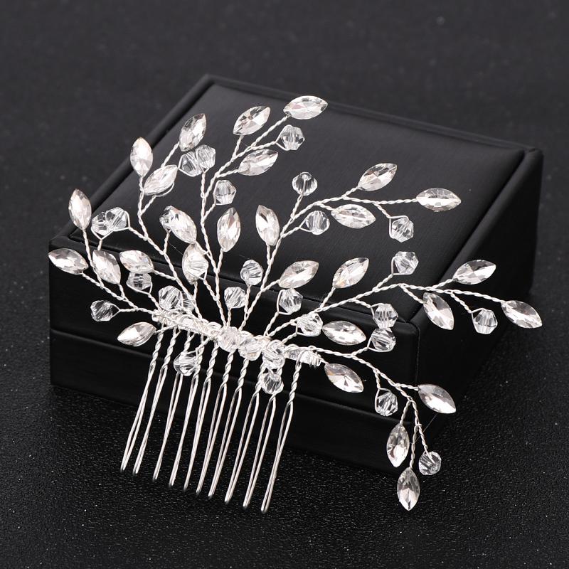 Silver Color Crystal Women Hair Combs Headwear Bridal Hair Clip Wedding Hair Accessories Rhinestone Hair Combs Women Handmade