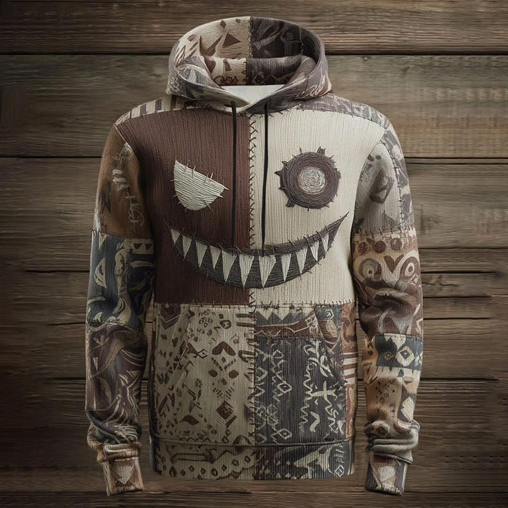 Męska bluza z kapturem na Halloween z nadrukiem i dużą kieszenią
