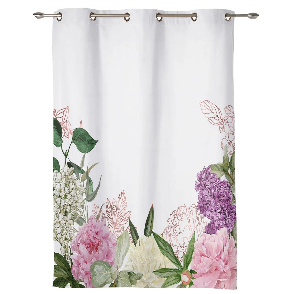 Peonies Roses Flower White Curtains for Bedroom Living Room Drapes Kitchen Children's Room Window Curtain Modern Home Decor