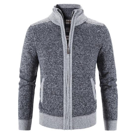 Zipper Closure Men Cardigan with Pocket Polyester Precisely Detail Men Sweater for Dating Wear