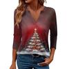Women's Casual Fashionable Sexy Comfortable V-Neck Christmas Three-Quarter Sleeve Top