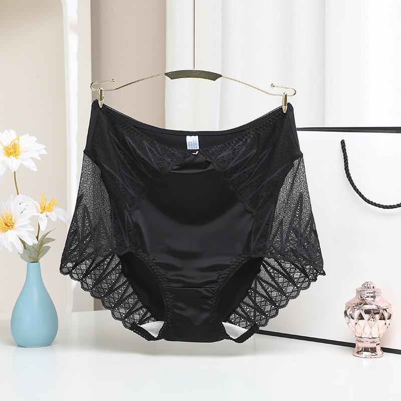 

Женское нижнее белье с высокой талией и кружевным лоскутным бельём, дышащее, утягивающее живот, бесшовные трусики-треугольники большого размера XL