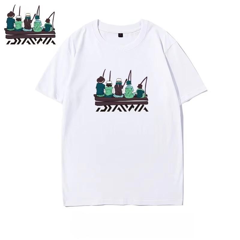 Американская мода Уличная рыбалка Футболка с коротким рукавом Мужская Хлопок Свободная Рыбалка Друзья Вечеринка Новая Морская Рыбалка Прилив Для Отдыха S