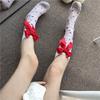 Mu Ruan Christmas Sweetheart Love Pattern Red Bow Knee-High Stockings