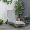 Lettino da sole in polyrattan Lettino da giardino con cuscino Lettino in rattan regolabile a 5 livelli Arredamento da giardino Lettino forma a S Grigio metallico 207 x 70 x 70 cm