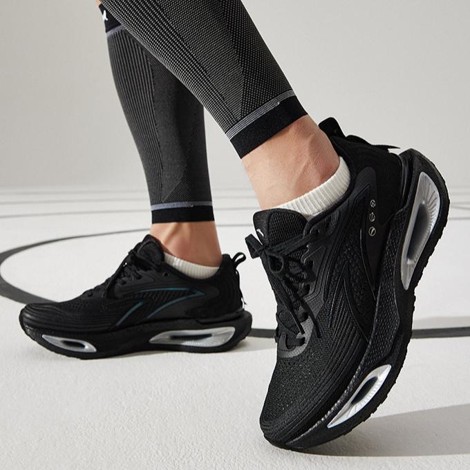 Anta Wormhole Commuter Versatile Running Shoes Fabric Shock Absorption Wear Resistant Low Top Sneakers Men Sneakers Black 112535543R-2