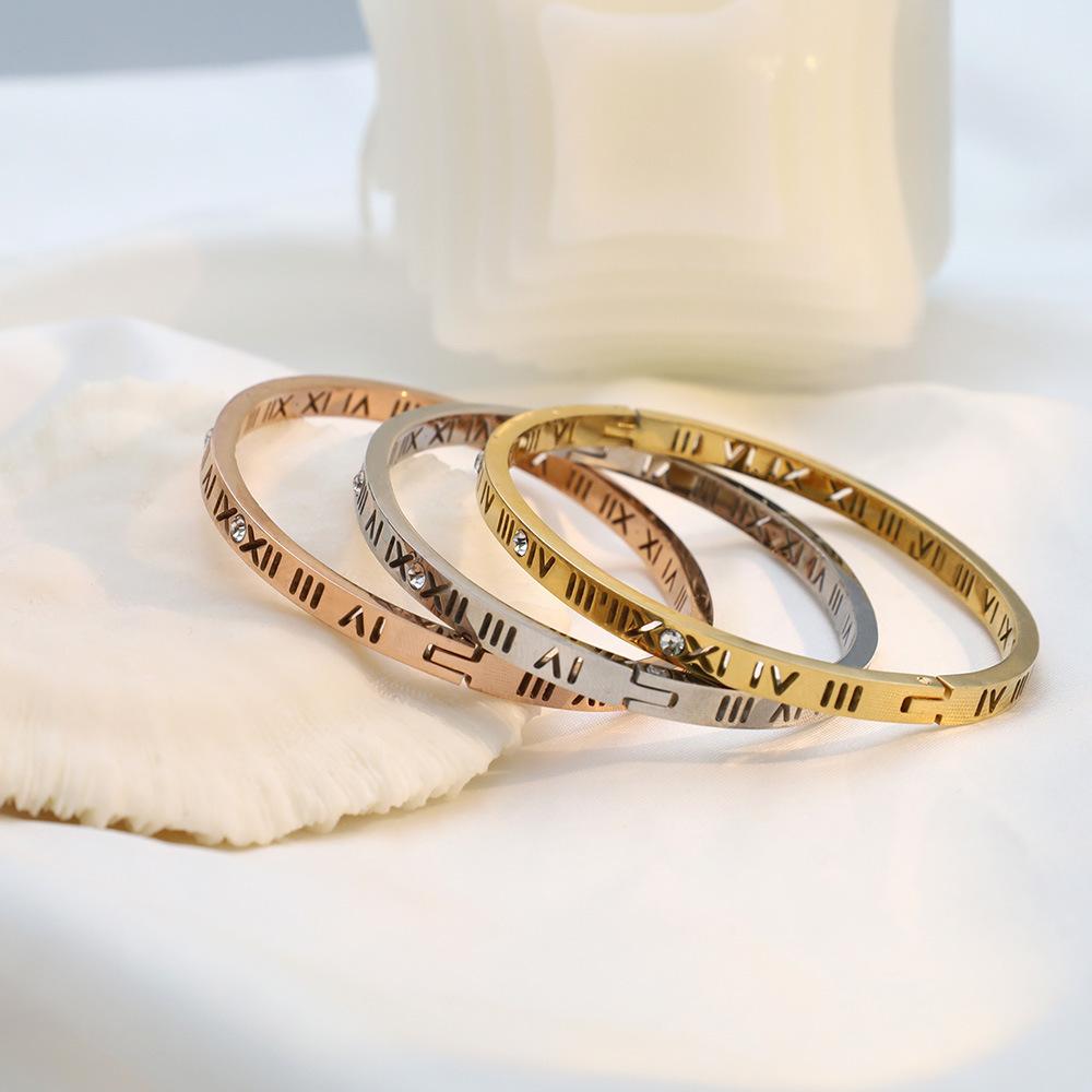Diamond Bracelet Personalized Roman Numerals Titanium Steel Bracelet Women Do Not Fade Wind