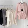 Elegant Fashion Autumn Winter Pullover Women Sweater Knitted Shorts 2 Two Piece Sets Loose Office Outfits Lapel Casual Long Sleeve Tops