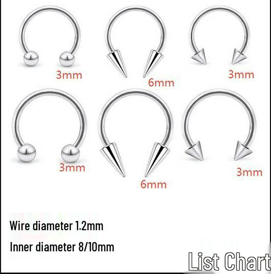 Versatile Piercing Jewelry Set: Nose Rings, Lip Studs, Tongue Rings