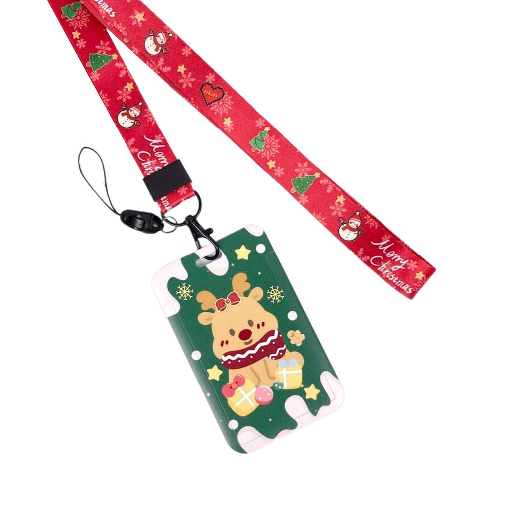Cordon porte-clés de Noël avec porte-cartes, cordon tour de cou, badge arbre de Noël, bonhomme de neige, cordon pour infirmières, enseignants, étudiants