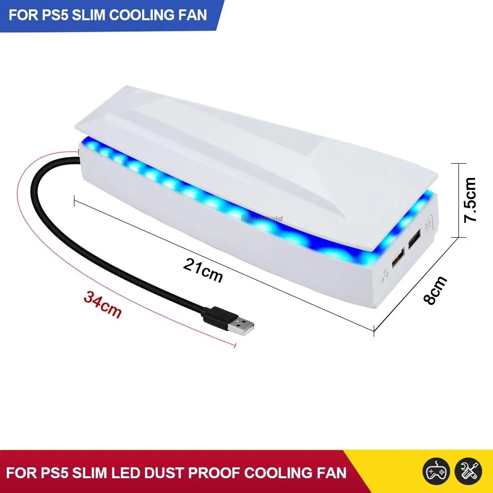 Ventola di Raffreddamento Superiore per PS5 Slim con Luce LED RGB Radiatore Host di Gioco Ventola di Raffreddamento Superiore Antipolvere per Console PS5 Slim
