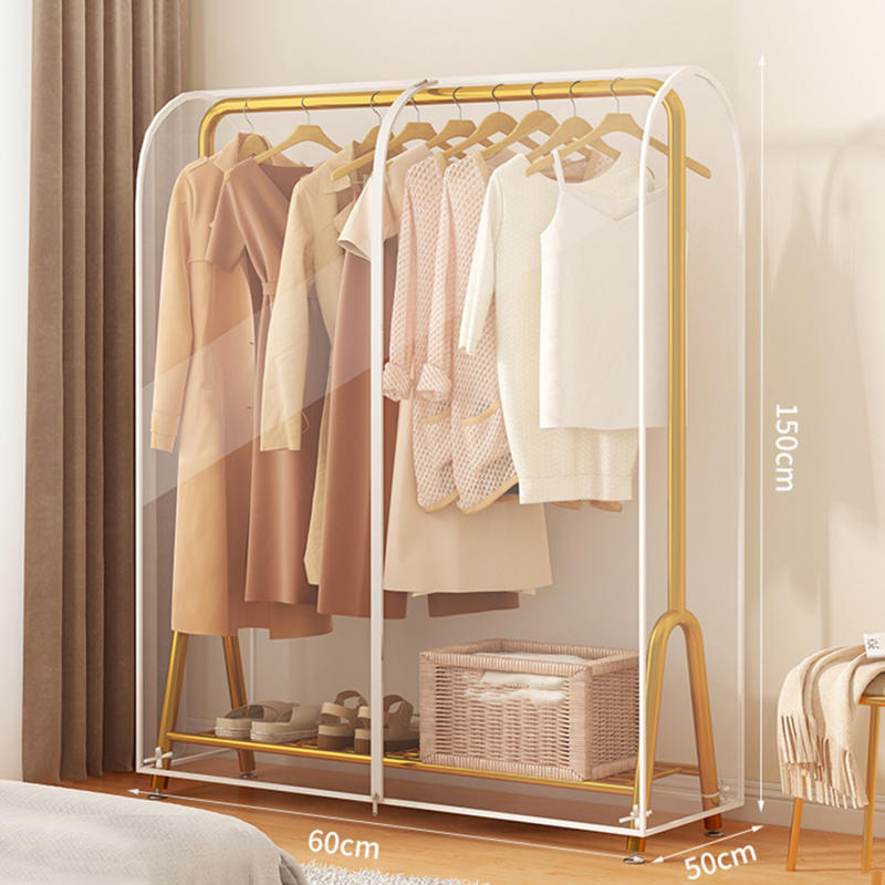 Garment Coat Dust Moisture Proof Protection Transparent Square Full Cover for Floor-standing Drying Rack for Clothes