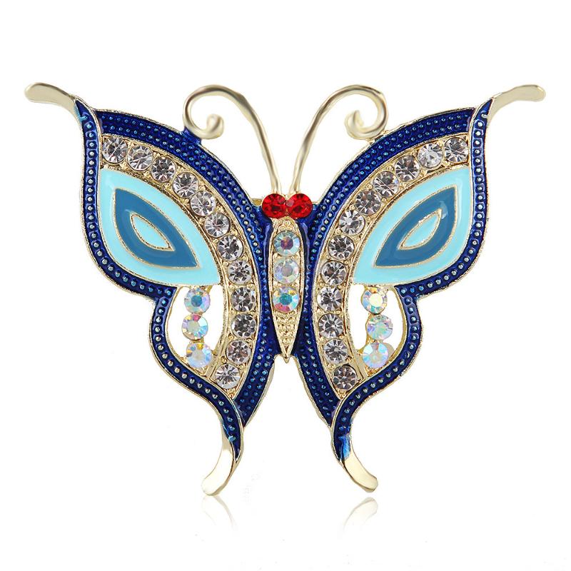 Fashion Multi-Color Rhinestone Butterfly Brooches For Women Clothing Coat Jewelry Accessories Gift