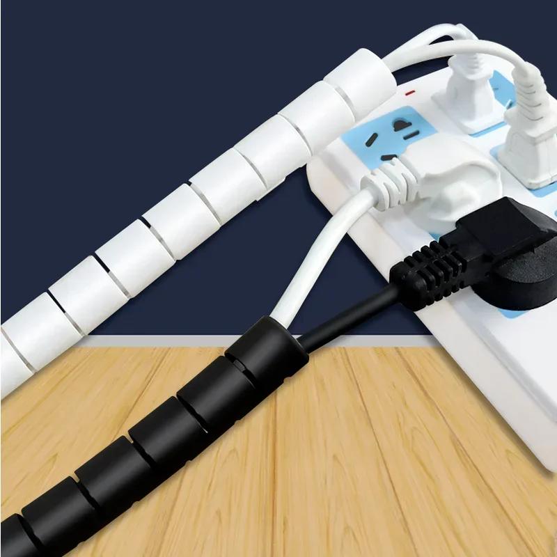 Protector de cablu spiralat flexibil, lungime 2M, pentru cabluri de 28/10/8mm, ideal pentru organizarea computerului și a televizorului