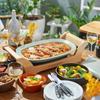 Ovale Grillplatte, Heizung, integrierte Konstruktion, Keramik-Kochplatte, Braten, Echtholz, stilvoll, stilvoll [Toffy] K-GP1 (Blasses Aqua) Backen/Köcheln/Dämpfen/Rühren 230℃