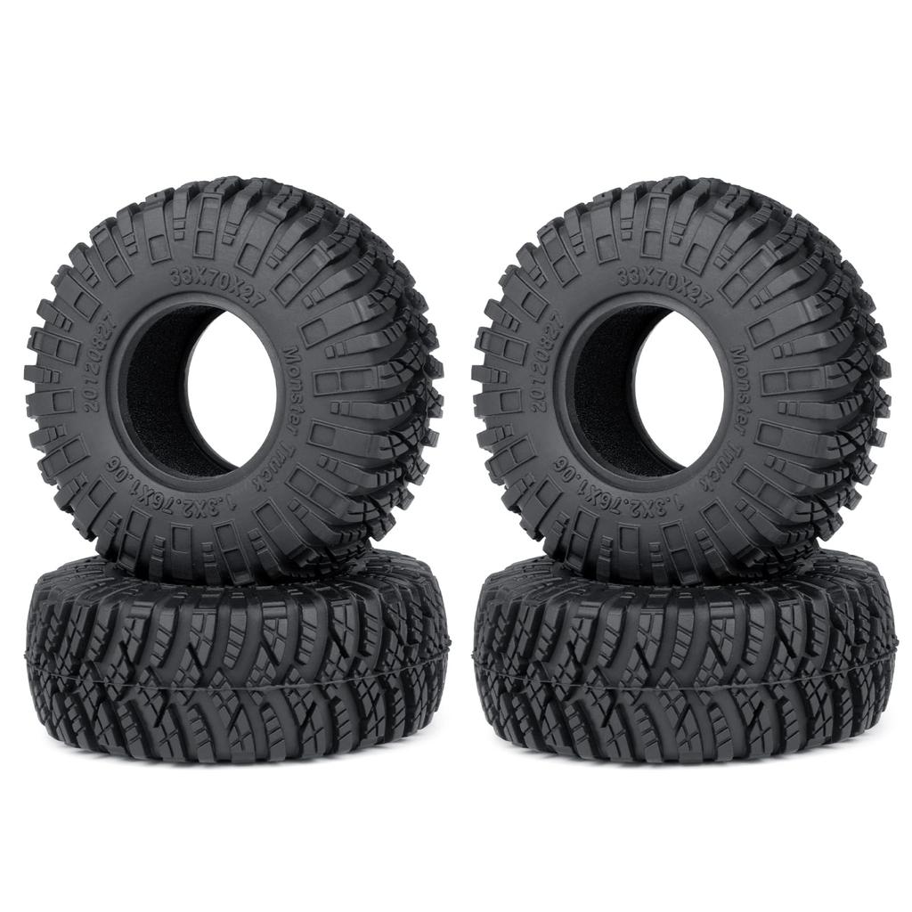 TRZX 1/18 Scale Traxxas TRX4M TRX4-M RC Crawler Car 4-Piece 1.3" Soft Rubber Wheel Tires, 70mm, Upgrade Parts (#B)