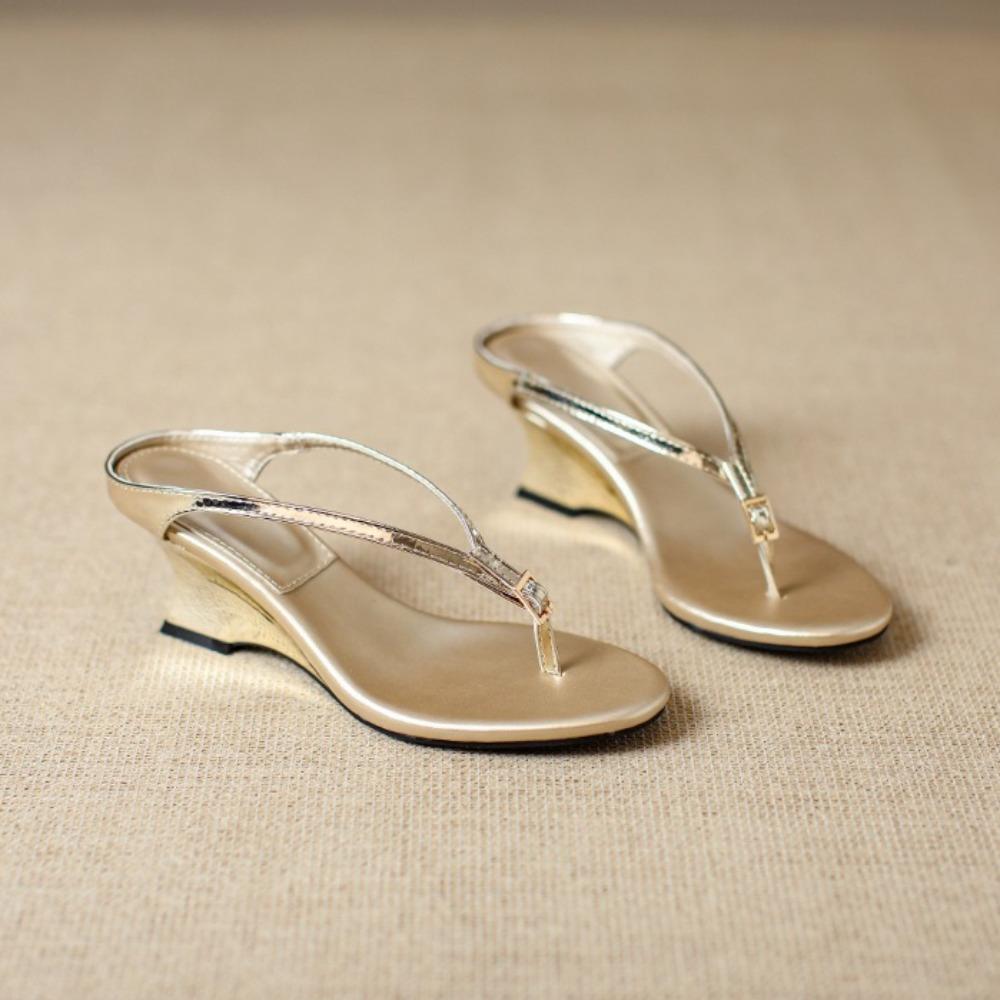 Damen Pantoffeln Sommer Außen Neu Keilabsatz Flip-Flops Damen Leder Retro Zehensandalen Damen Hohe Absätze Pantoffeln 6cm