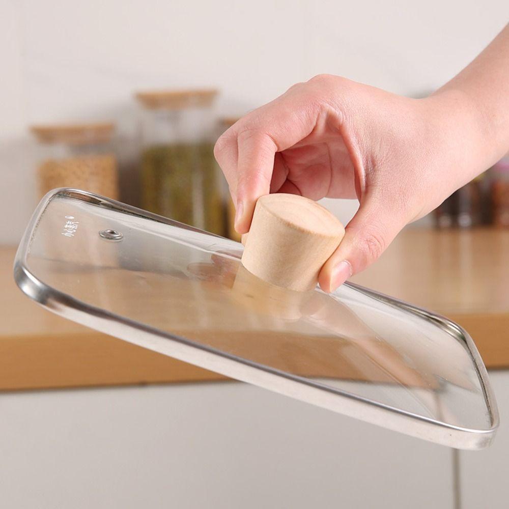 Wooden Pot Lid Handle Universal Replacement Kitchen Cookware Handgrip with Screw Washer Insulated Pans Lids Handgrip