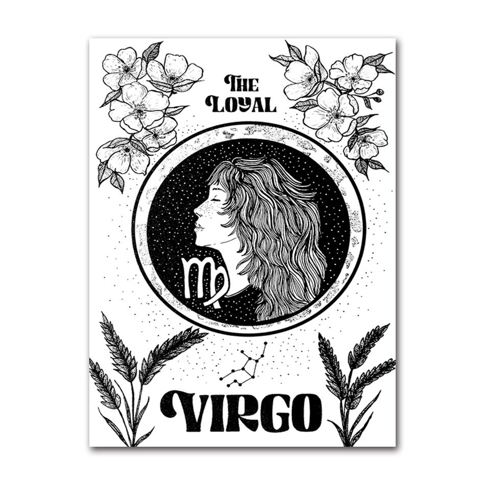 Zodiac Star Sign Wall Art Canvas Painting Astrology Posters Prints Boho Cancer Libra Gemini Constellation Living Room Home Decor