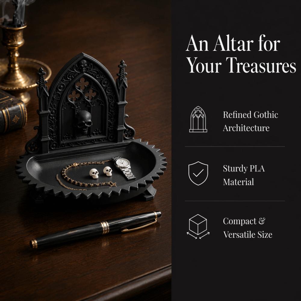 3D Carved Gothic Storage Organizer Tray Skull Design Jewelry Display Tray Halloween