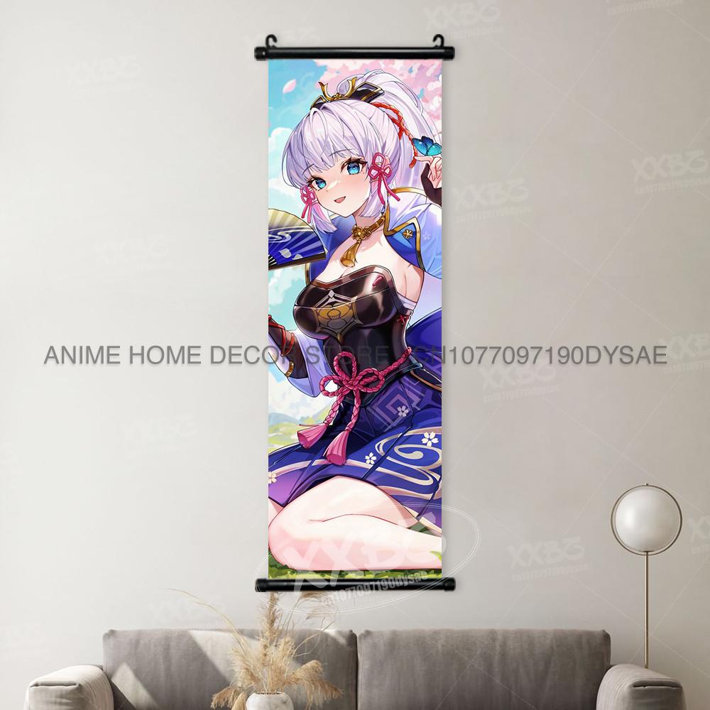 Game Genshin Impact Poster Sexy Anime Mona Home Decor Scroll Picture Sucrose Wall Art Decorative Hanging Painting Interior Mural