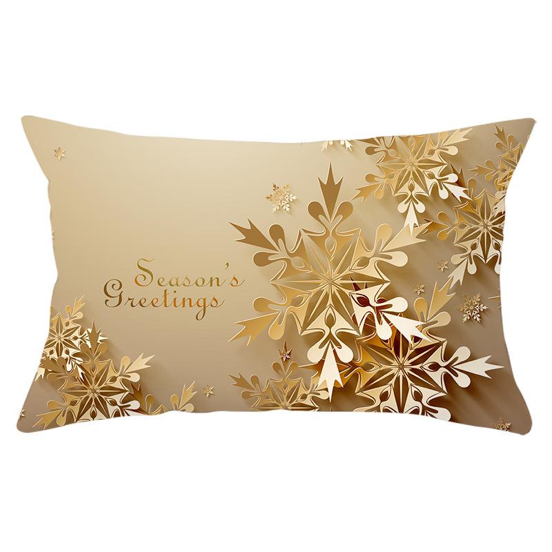 New Christmas Peach Skin Waist Pillowcase Gold Series Sofa Cushion Cover Bedside Pillow Cover