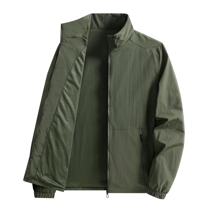 New Jacket Jacket Men Stand Collar Casual Sports Autumn and Winter Versatile Solid Color Men's Dress Dad