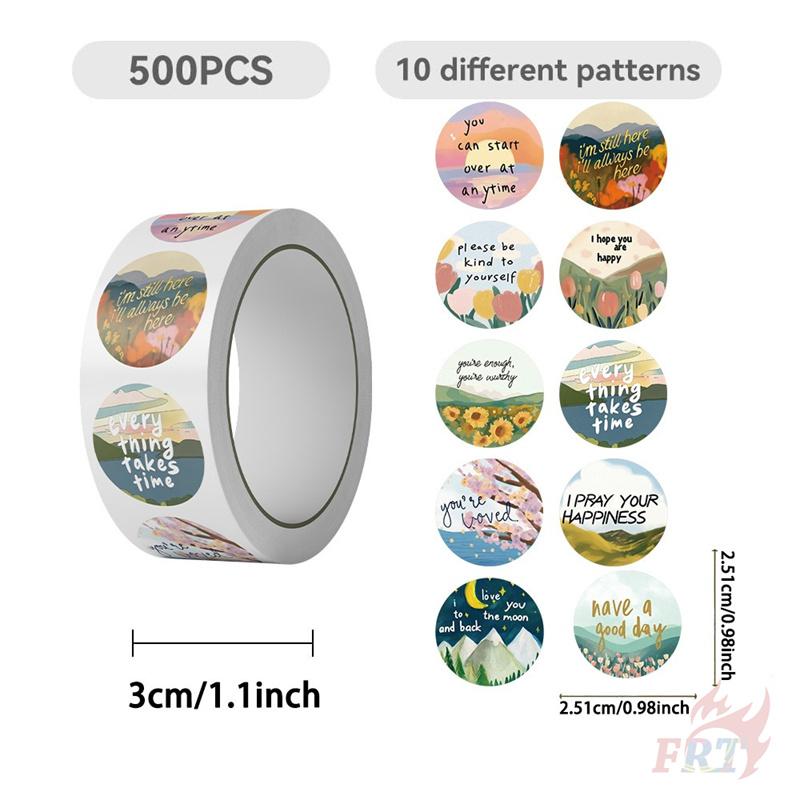 500Pcs/Roll Healing Scenery. Encouraging Words Kids Rewards Stickers - DIY Scrapbooks Album Decor Sealing Label Decals