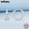 WOSTU 925 Sterling Silver Simple Zircon Double layers Ear Buckles Women Wedding Circle Hoop Earrings Party Jewelry Accessories
