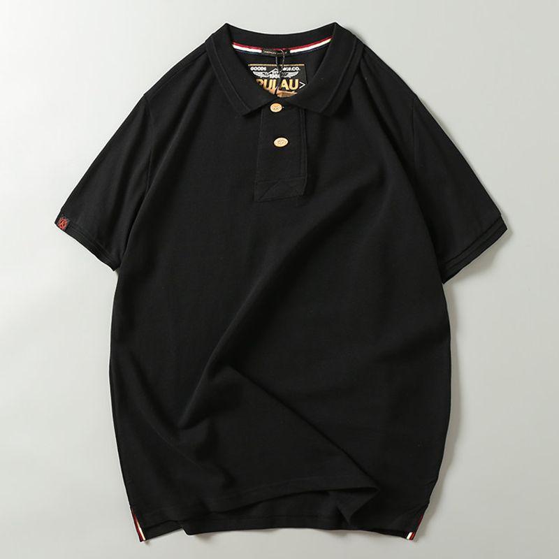 Export to Japan Foreign Trade Tail Order Polo Shirt Short-Sleeved T-shirt Black L