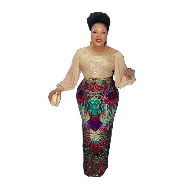 

Элегантное вечернее платье большого размера с высокой талией и пайетками, с поясом XXL абрикосовый