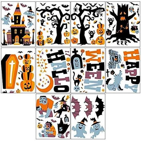 LOKIPA Halloween decorations static stickers removable non-staining 135pcs included electricity seals window small items room decor interior glass