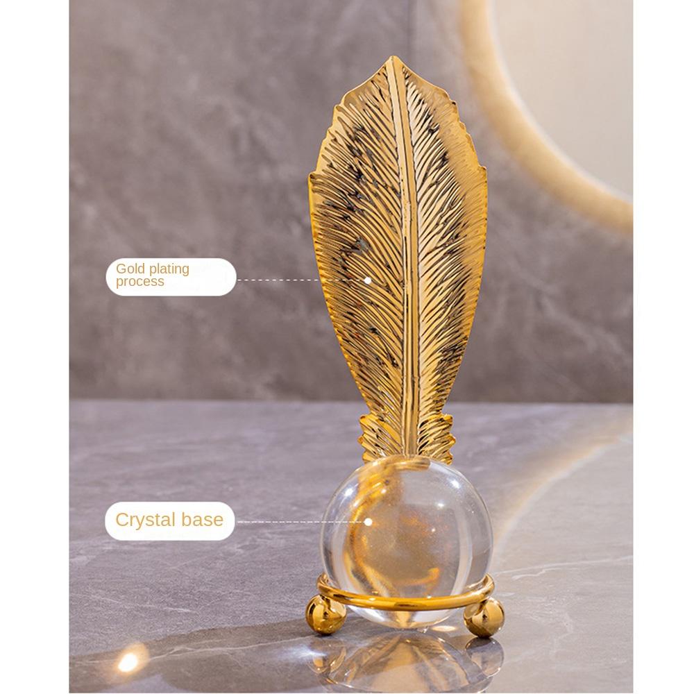 Fine Craftsmanship Crystal Ball Table Decoration Metal Leaf Crystal Ball Collectibles  Office
