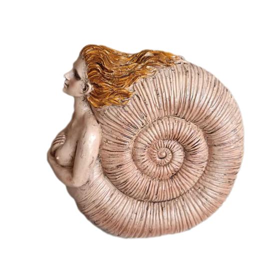 Retro Conch Girl Figurine Sea Snail Women Statue Sculpture Indoor