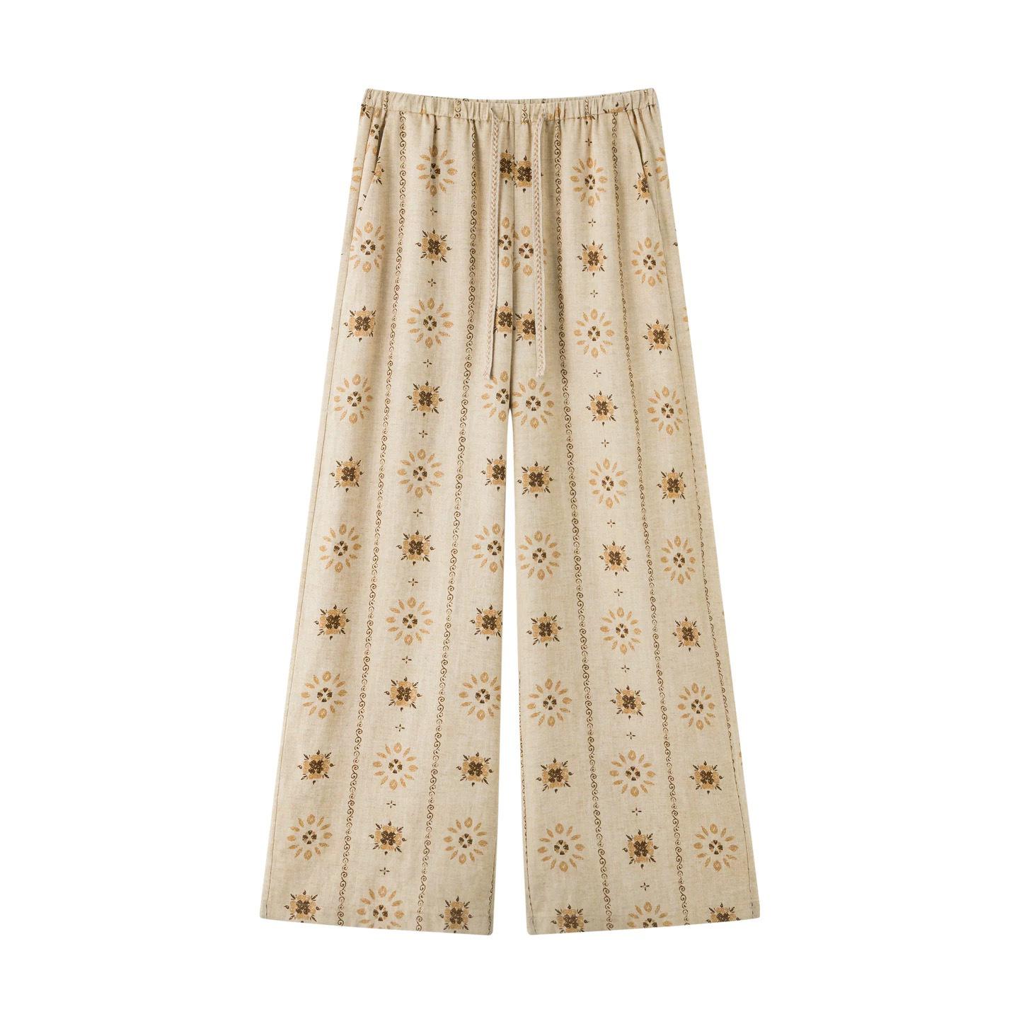 IC Designer Spring 2026 Retro Mottled Print Wide-Leg Casual Pants Medium