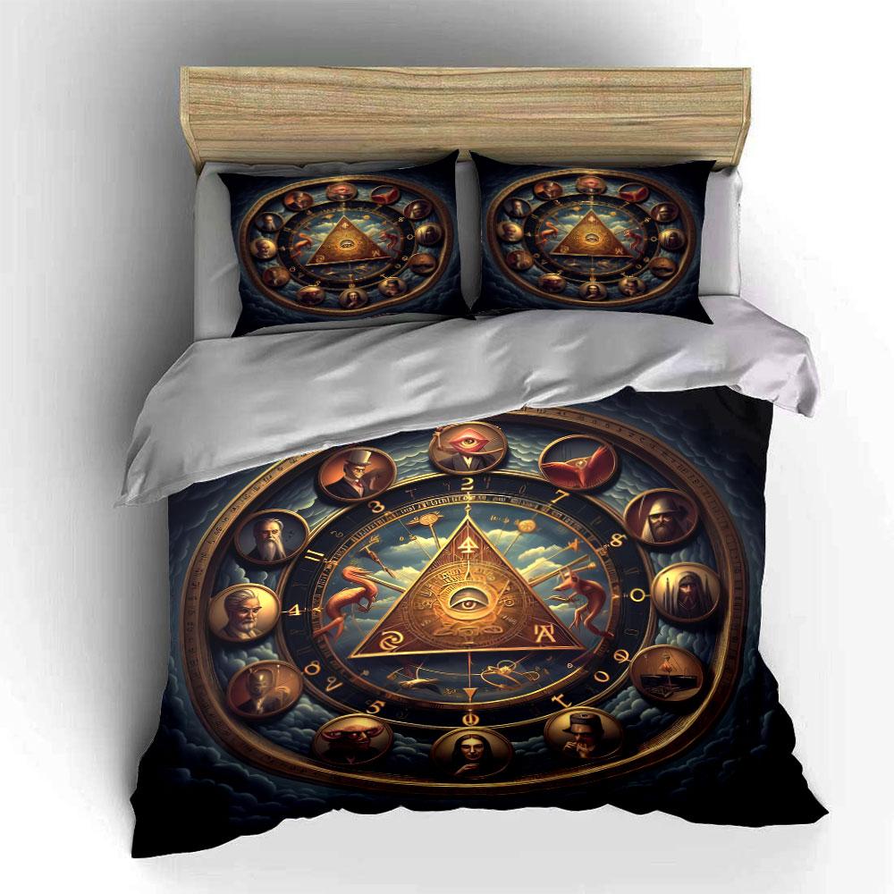 "Occult Decorative Three-Piece Set" Bedding Set with 1 Duvet Cover 2 Pillowcases Single Double King Queen, Gift