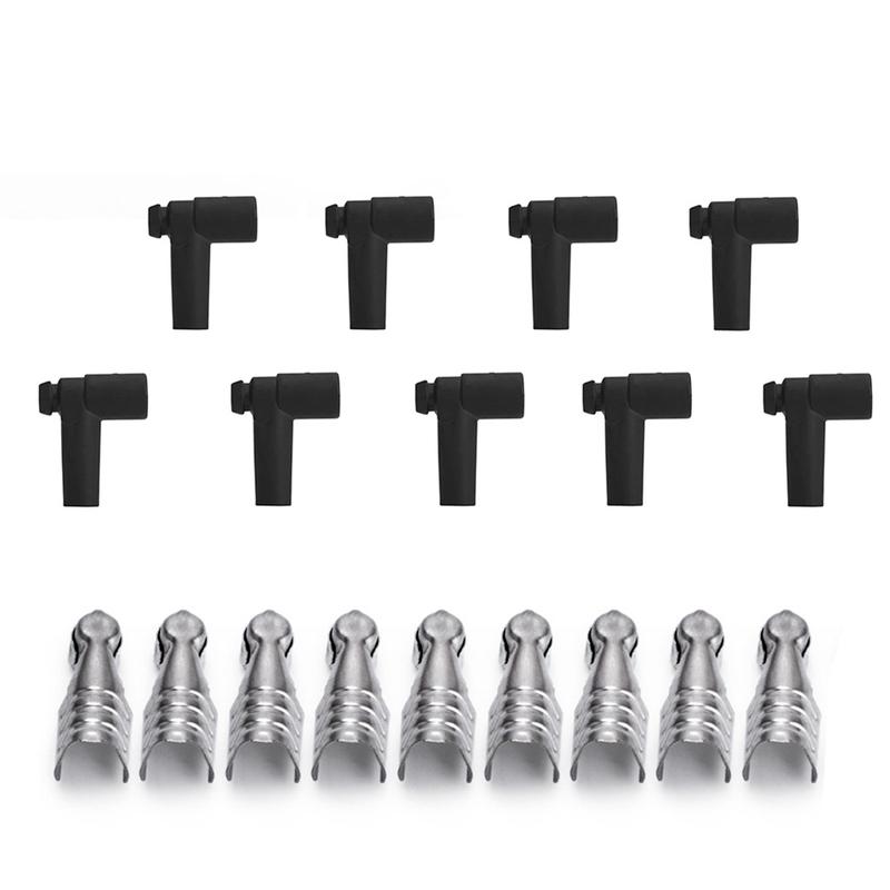 Stainless Steel Universal Hei Style Distributor End Spark Plug Wire Rubber Boots- 9 Pcs/Set