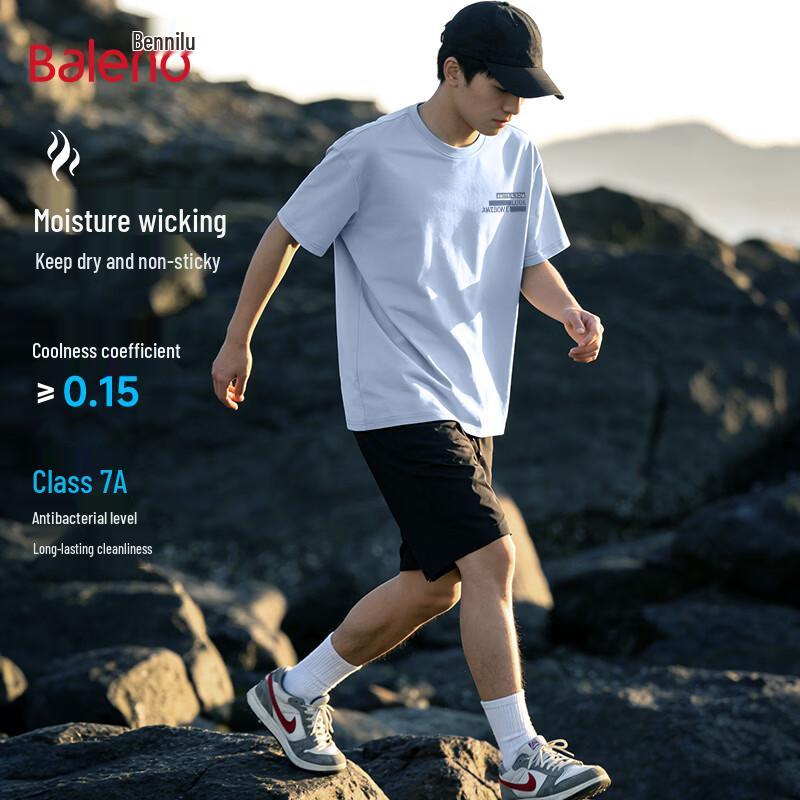 Baleno Men s Cool-Feel Antibacterial Short Sleeve T-Shirt L