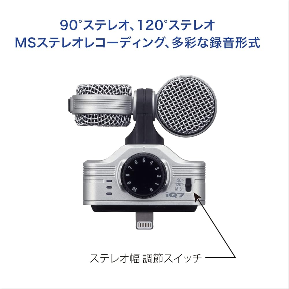 ZOOM Zoom iQ7 Lightning Connected Stereo Microphone, iPhone iPad Compatible, Smartphone Recording...