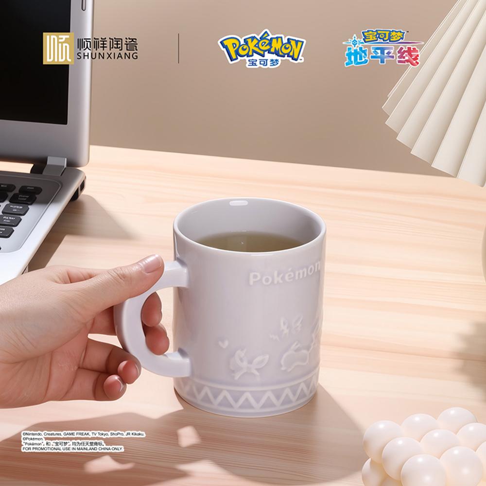 SHUNXIANG Pokemon Licensed Cartoon Relief Ceramic Mugs Coffee Milk Tea Cups Breakfast Cup Children Drinkware Gifts