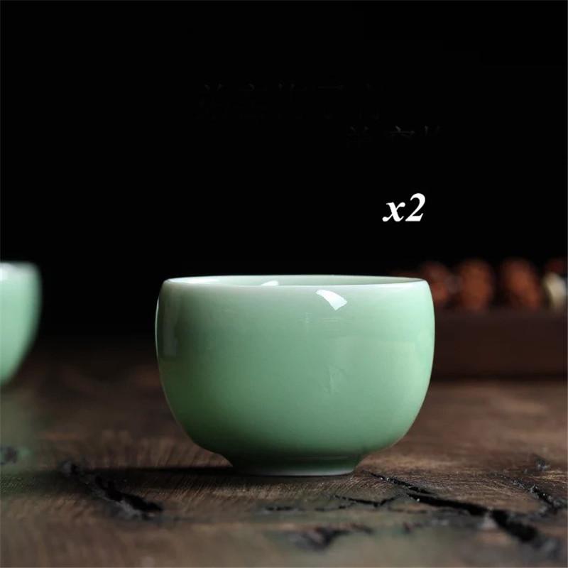 2 Teile/satz Kleine Tee becher Celadon Porzellan Büro Teetassen Keramik Master Tasse Knistern Glasur Tee Schüssel 90ML