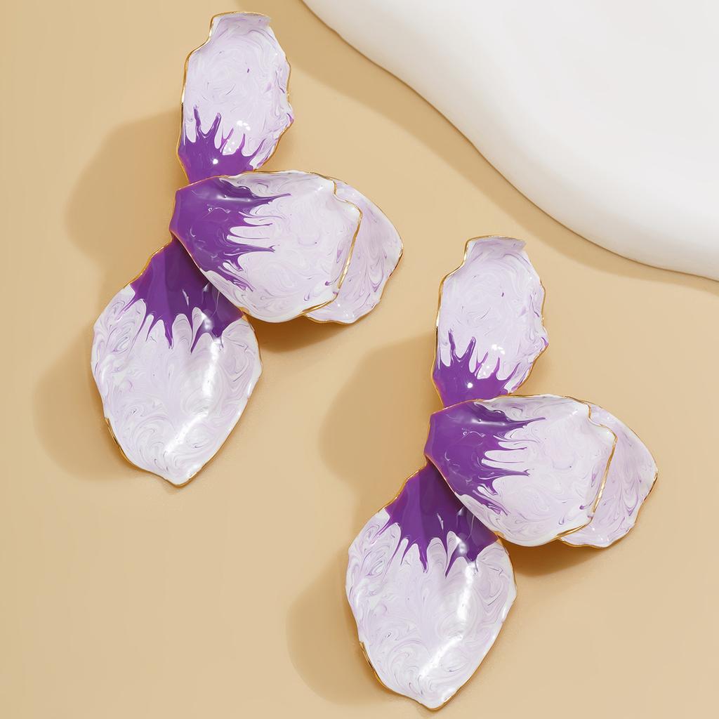 Schimbare treptată a petalelor roz picurând ulei cercei exagerați, cercei versatili cu temperament dulce și vânt de modă de înalt sens