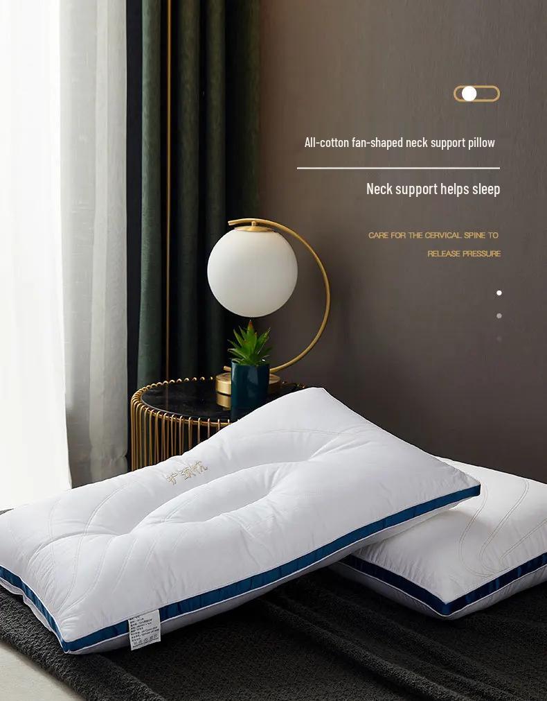 New All-Cotton Embroidery Neck Support Pillow - Five-Star Hotel Quality, Cervical Spine Sleep Aid