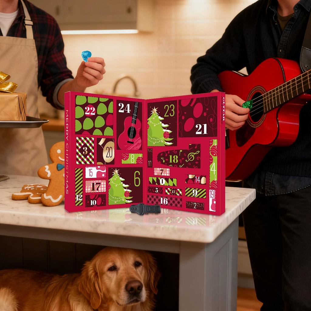 Vánoční odpočítávací kalendář 24 dní Hudební doplňky Vánoční adventní Struny na kytaru pro dospělé teenagery Hudební nadšenec Basa Ukulele