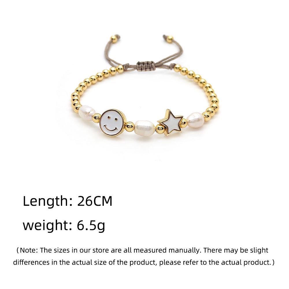 Colorful Drip Oil Smiley Star Beaded Bracelet with Natural Freshwater Pearls