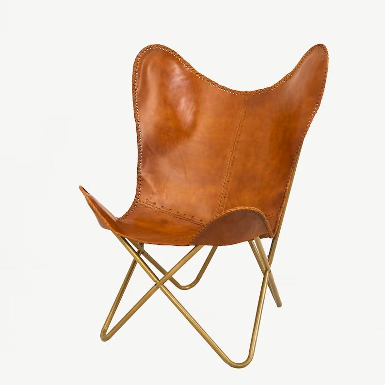 Leather Butterfly Chair, Handmade Chair, Folding Chair, Gift for father or mom