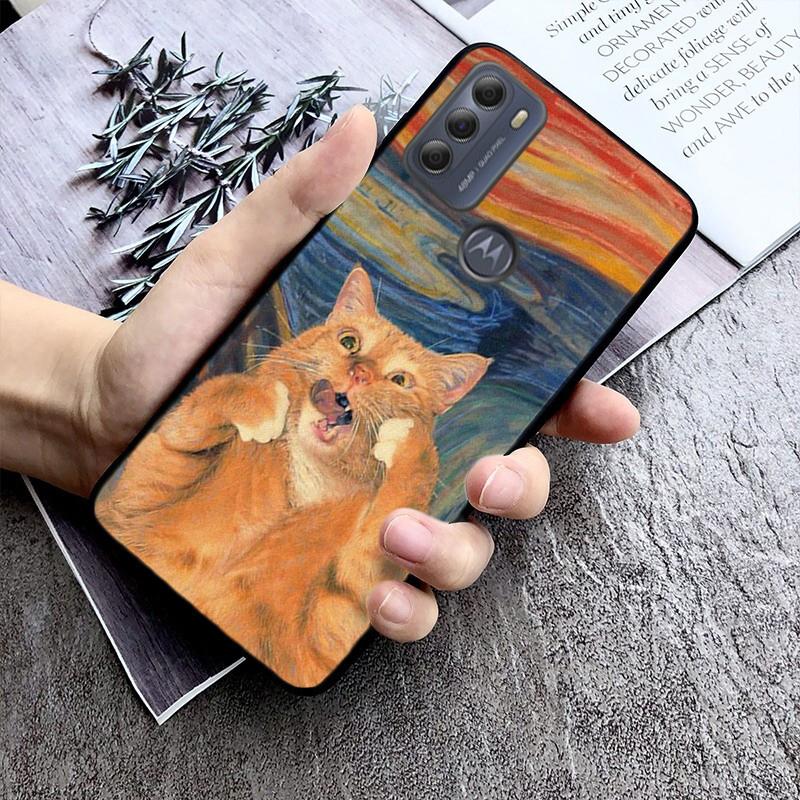 Cat Starry Night Van Gogh Case For Motorola Edge 50 40 Pro 50 40 30 Ultra Neo Fusion Moto G84 G54 G85 G62 G53 G72